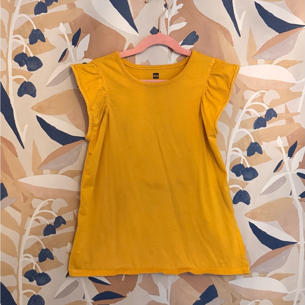 Tea Collection Yellow Ruffle Sleeve Tank